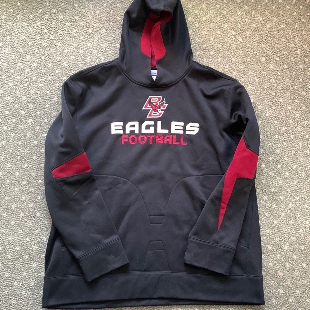 Reebok Boston‎ College Eagles Football Hoodie Mens XL Black Maroon Pullover